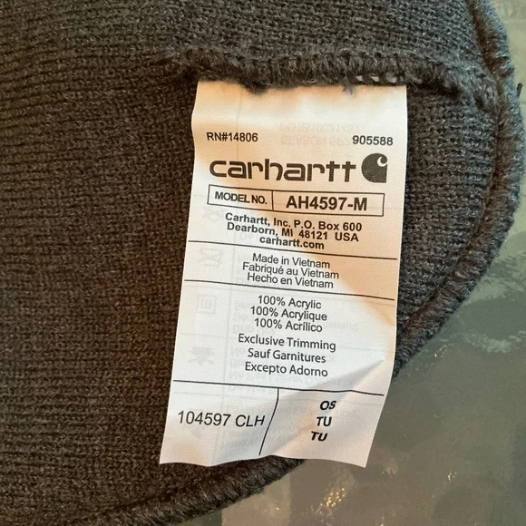 Carhartt Cuffed Beanie Charcoal Heather Gray NWT - Picture 7 of 8
